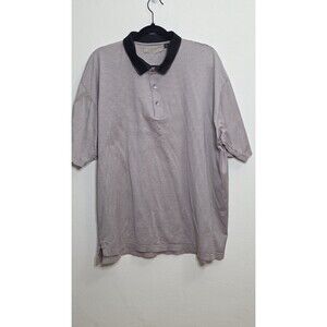 Vintage Ben Hogan Men's XXL Polo Shirt Striped Tan Gray Short Sleeve Golf Casual